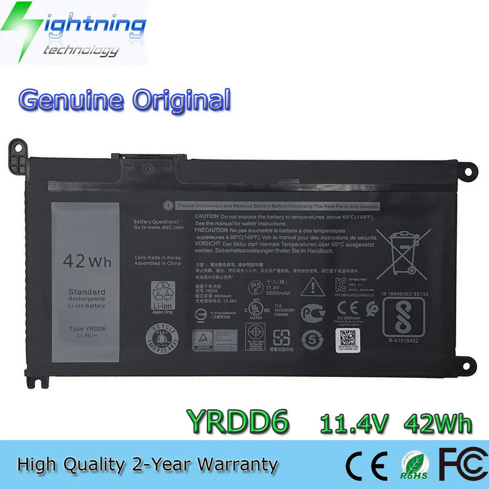 ใหม่ของแท้ YRDD6 11.4V 42Wh แบตเตอรี่แล็ปท็อปสำหรับ Dell Latitude 3310 2-In-1 5000 P93G001 VM732 Vostro 3491 5481 5490