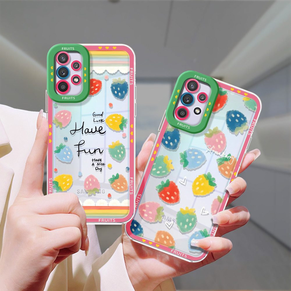 สตรอเบอร์รี่สีต่างๆ เคส Samsung Galaxy a53 a52 a52s a51 a50s a50 a33 a32 a30s a30 4G 5G h3m1017