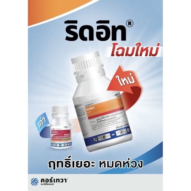 ริทอิท ขนาด 250 ซีซี/มิลลิลิตร  เมทอกซีฟีโนไซด์+สไปนีโทแรม สารป้องกันกำจัดแมลง ป้องกันกำจัดหนอน ฆ่าเพลี้ย