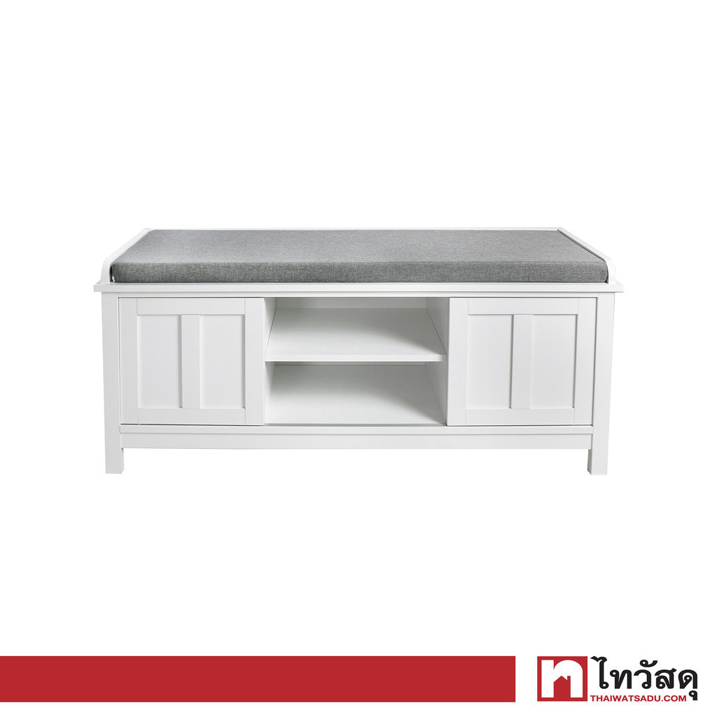 KASSA ตู้วางรองเท้าพร้อมเบาะนั่ง รุ่น BQ092-0987WH ขนาด 112 ซม. สีขาว - เทา