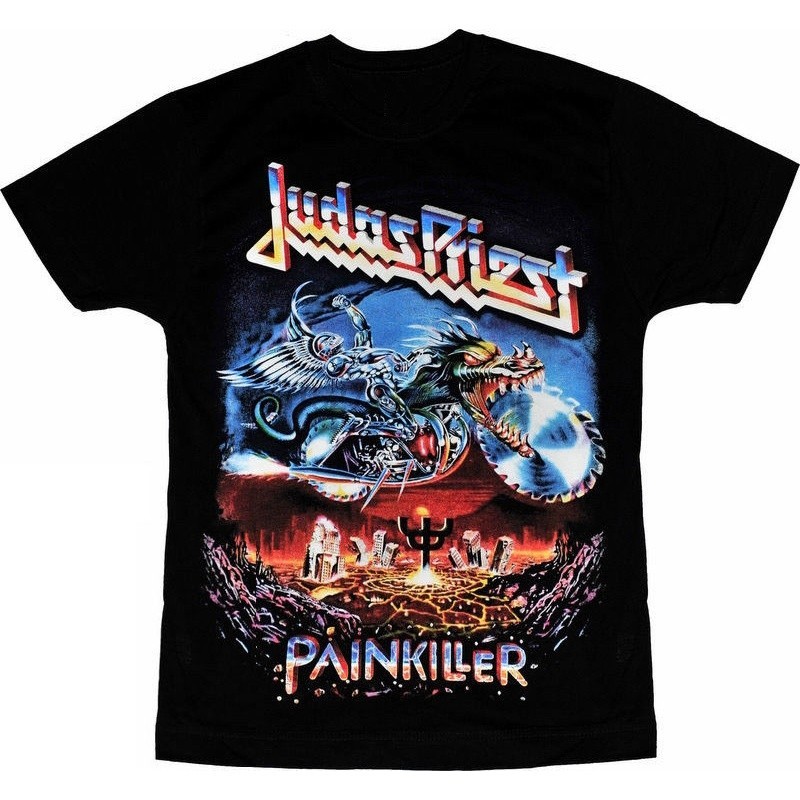 【COD】Men T-shirt Metal Punk Band Judas Priest Painkiller Short Sleeve Streetwear Haruku Casual Plus 