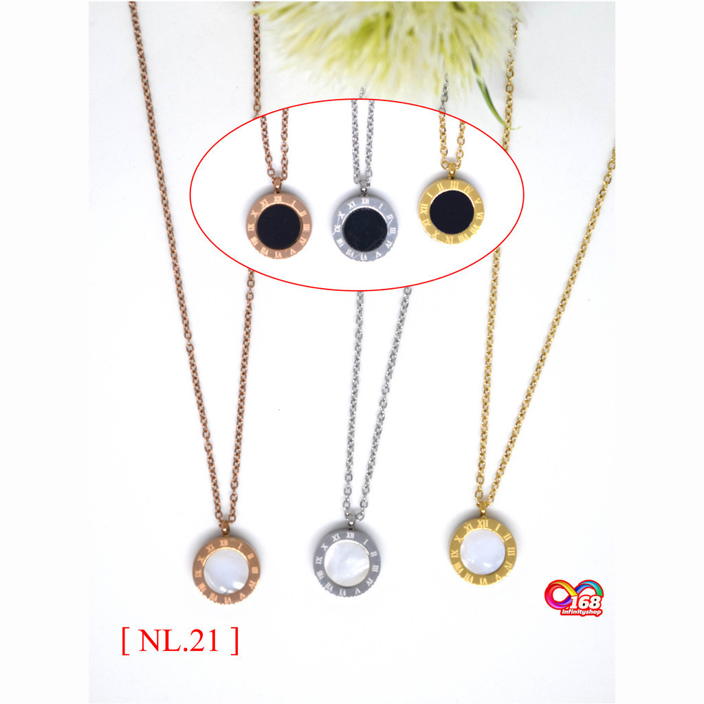 สร้อยคอ จี้วงกลม ใส่ได้ 2 ด้าน สแตนเลส#ร้านไทย🇹🇭 [ NL.21 ]168 Infinityshop