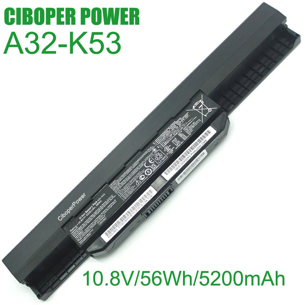 แบตเตอรี่คุณภาพเดิม10.8V 5200MAh 56Wh A32-K53สำหรับ K43 K43E K43J K53J K53 K53E K53F A4 K43SV A43 A5