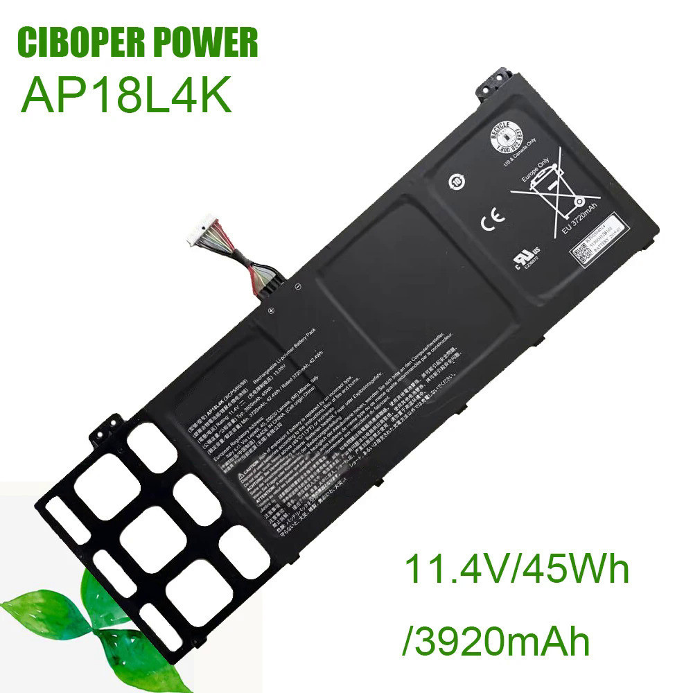 CP แบตเตอรี่แล็ปท็อป AP18L4K 11.4V/45WH/3920MAh F หรือ TravelMate P6 P614-51-G2-524H Series Notebook