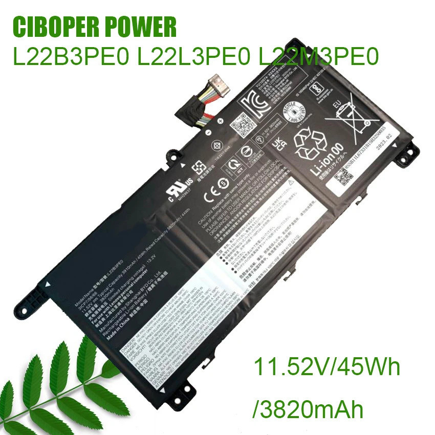 CP แบตเตอรี่แล็ปท็อป L22B3PE0 L22L3PE0 L22M3PE0 11.52V/45Wh/3820MAh เปลี่ยนแบตเตอรี่