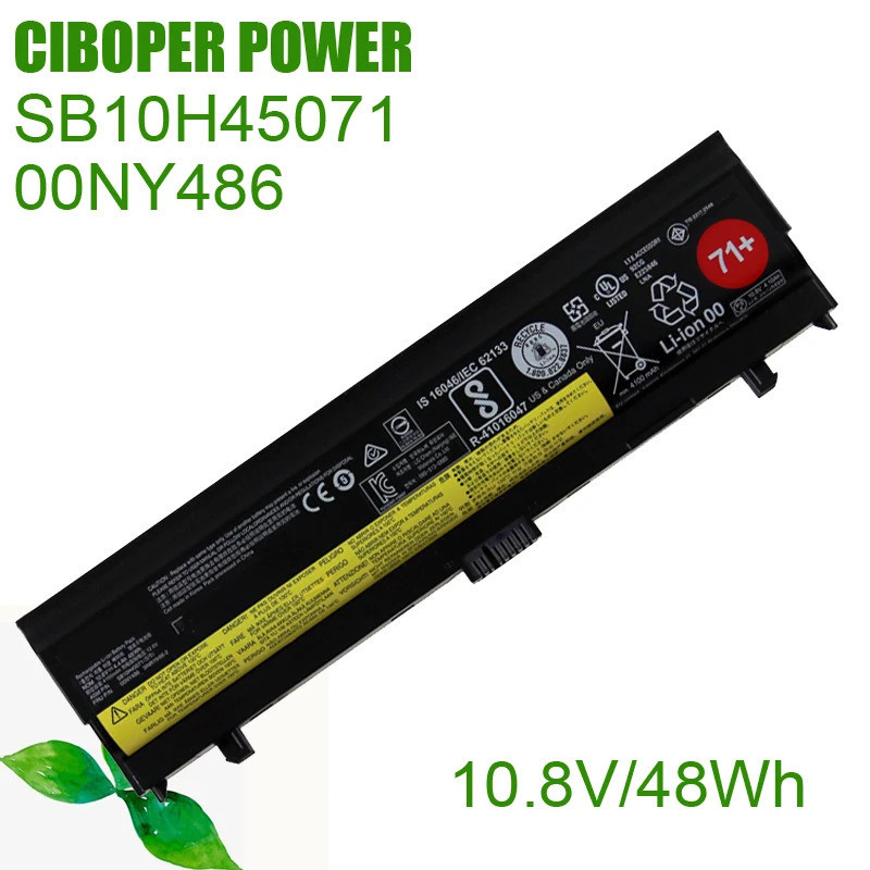 CP ของแท้แบตเตอรี่แล็ปท็อป SB10H45071/00NY486 10.8V/48WH/4.5AH สำหรับ L560 SB10H45073 SB10H45074 SB1
