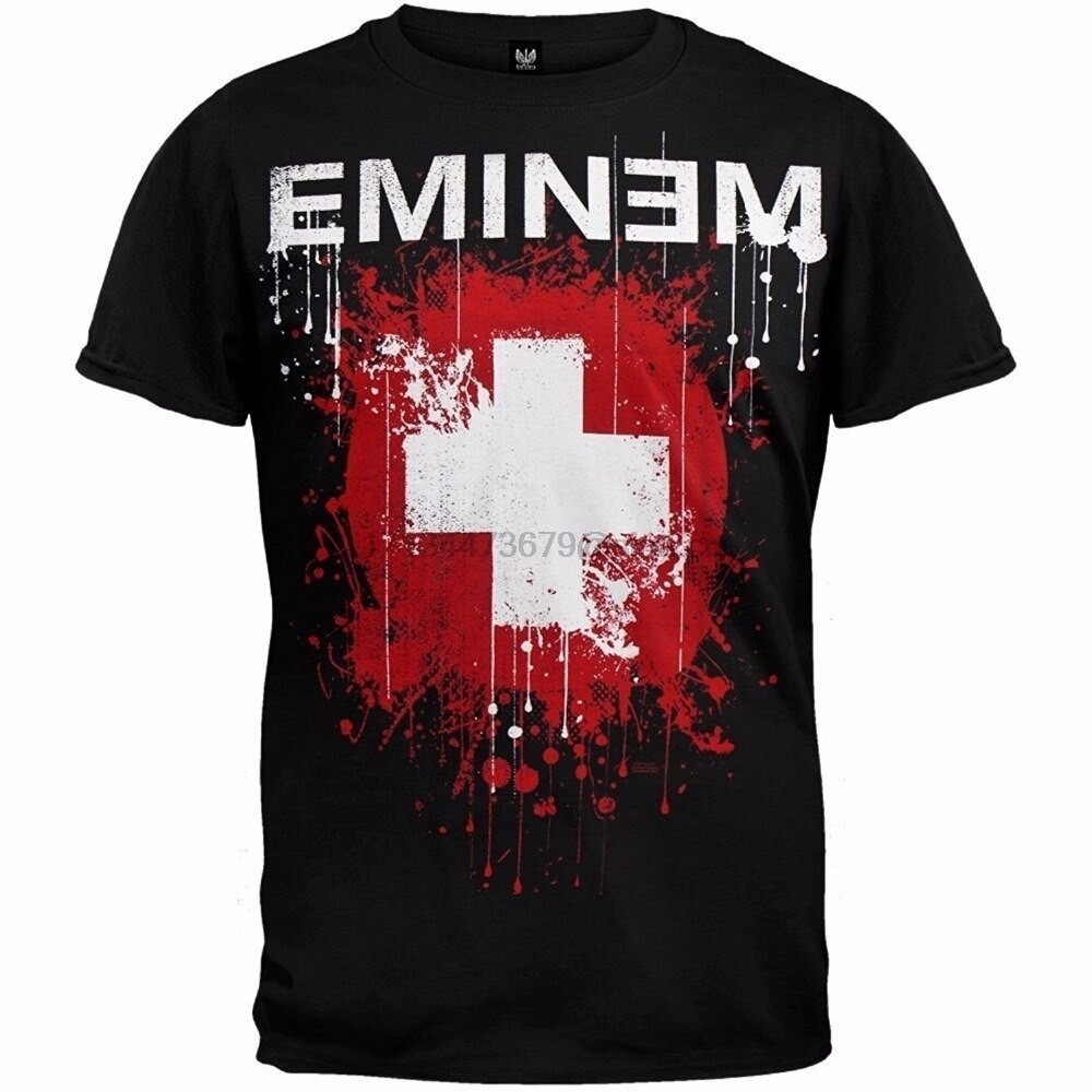 【COD】Men Casual Fashion Shirt Cheap Men T Shirt Eminem Men Splattered T Shirt Black Men Funny Short 