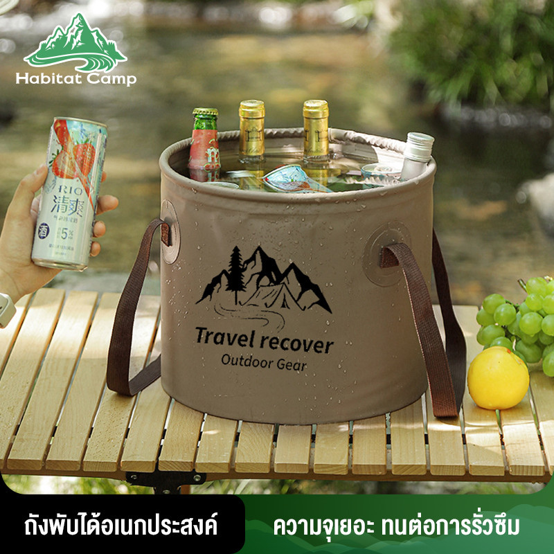 Habitat Camp ถังเก็บน้ำพับได้ ใช้งานกลางแจ้ง ขนาดพกพา เพิ่มความหนาถั 5L/10L/20L ความจุขนาดใหญ่ ในครัวเรือน ถังตั้งแคมป์