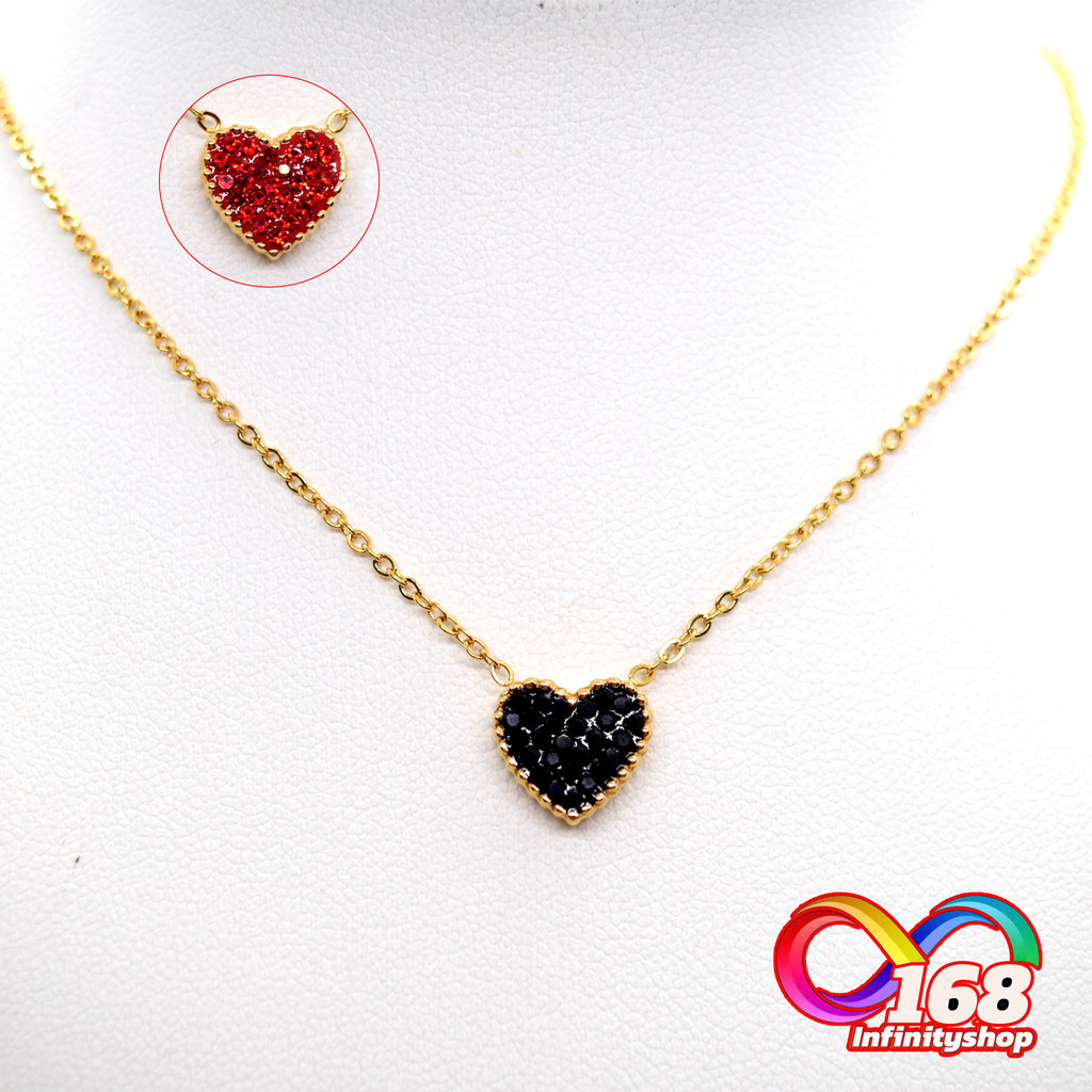 สร้อยคอ พร้อมจี้ลายหัวใจ ใส่ได้ 2 ด้าน สแตนเลส[ NL.36 ]#ร้านไทย🇹🇭168 Infinityshop