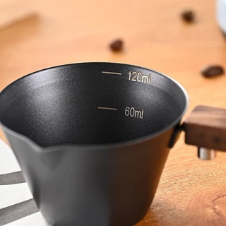 TIMECAFE ถ้วยตวงเอสเปรสโซ่ สเตนเลส ด้ามจับไม้ พร้อมสเกล 120 มล. Q8BA