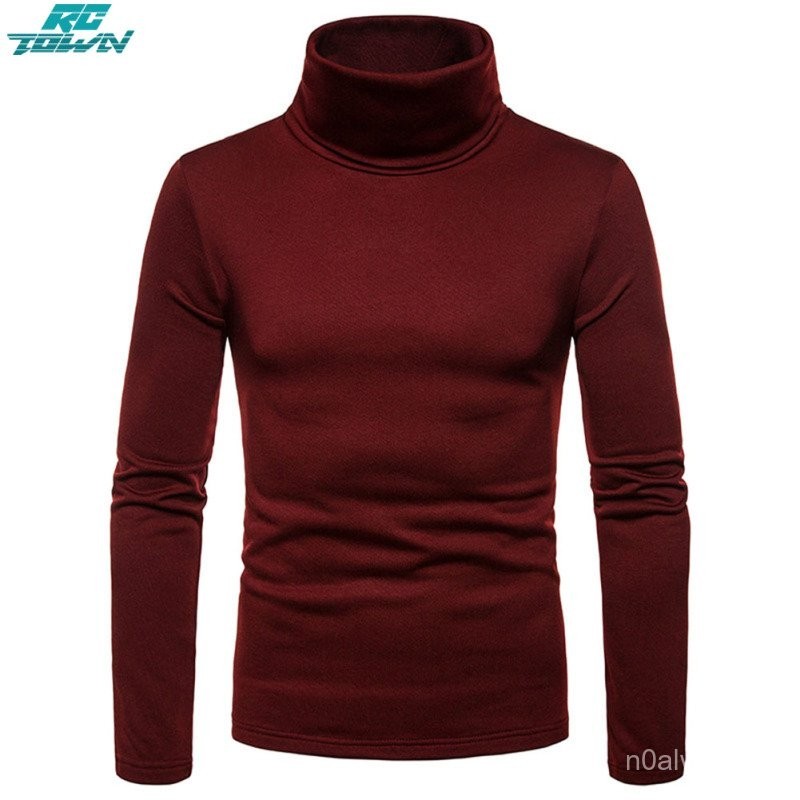 【High quality】Men Thermal Cotton High Neck Sweaters Stretch Turtleneck Shirt Tops