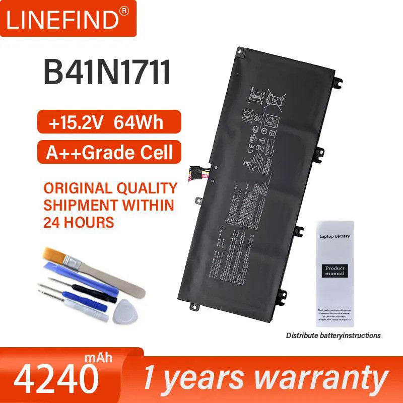 แบตเตอรี่แล็ปท็อป B41N1711สำหรับ ASUS Strix GL703VD GL703VM GL503VD GL503VM 64WH FX705DT FX705DD FX7