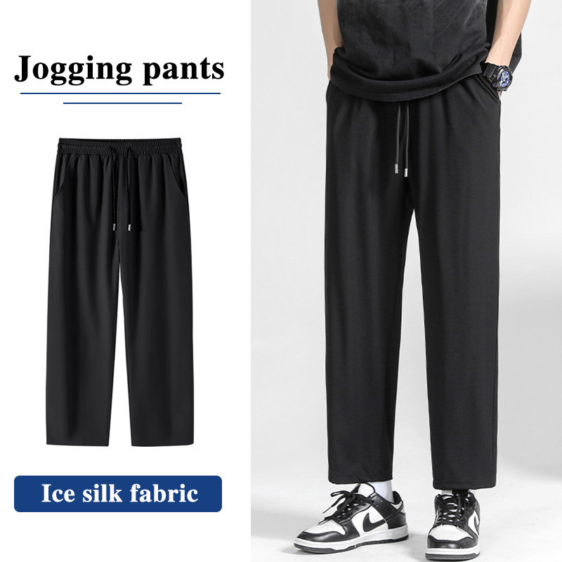 【COD】Jogging pants for men Summer Ice Silk sweatpants Breathable Jogging Pants black pants for men s