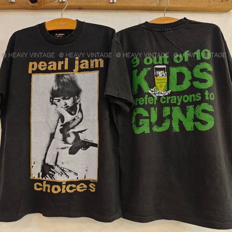 Pearl Jam Choices Tour 1992 ฟอกไบโอ เสื้อทัวร์ วงร๊อค เสื้อวินเทจ heavy vintage shirt