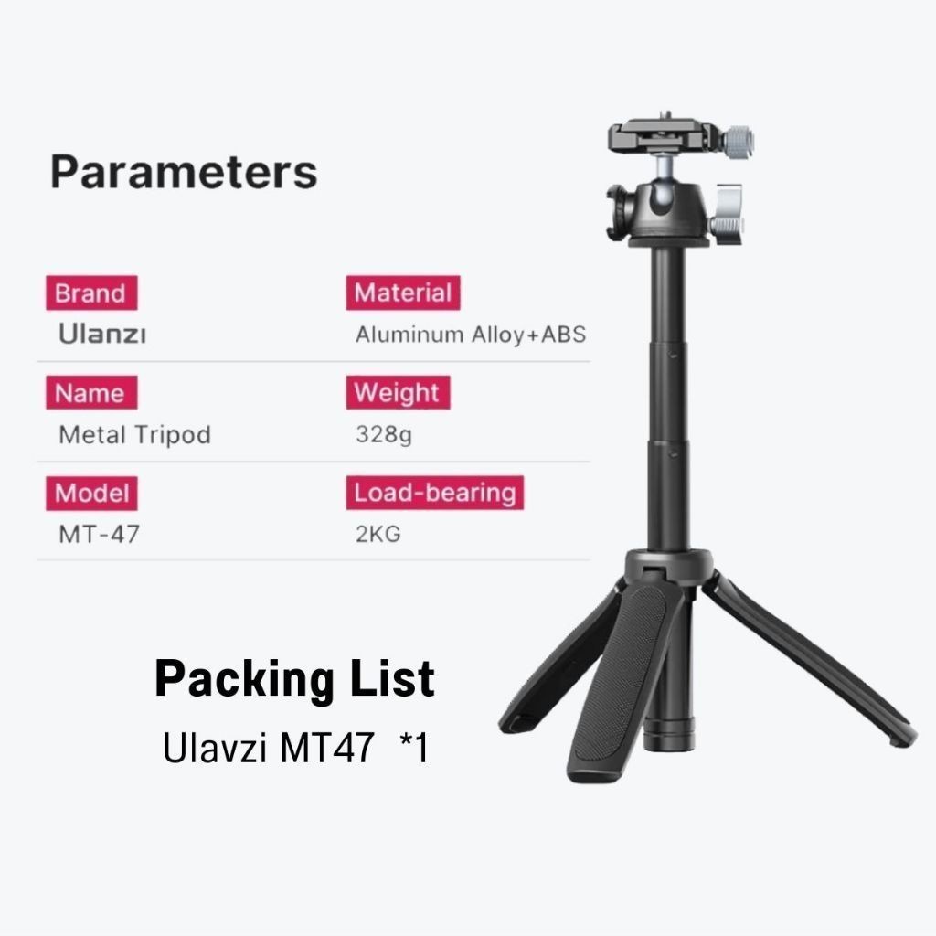 Ulanzi MT47 Metal Vlog Tripod ขาตั้งกล้อง ระบบปลดเร็ว Arca Swiss รองรับกล้อง SLR/ DSLR/ Mirrorless