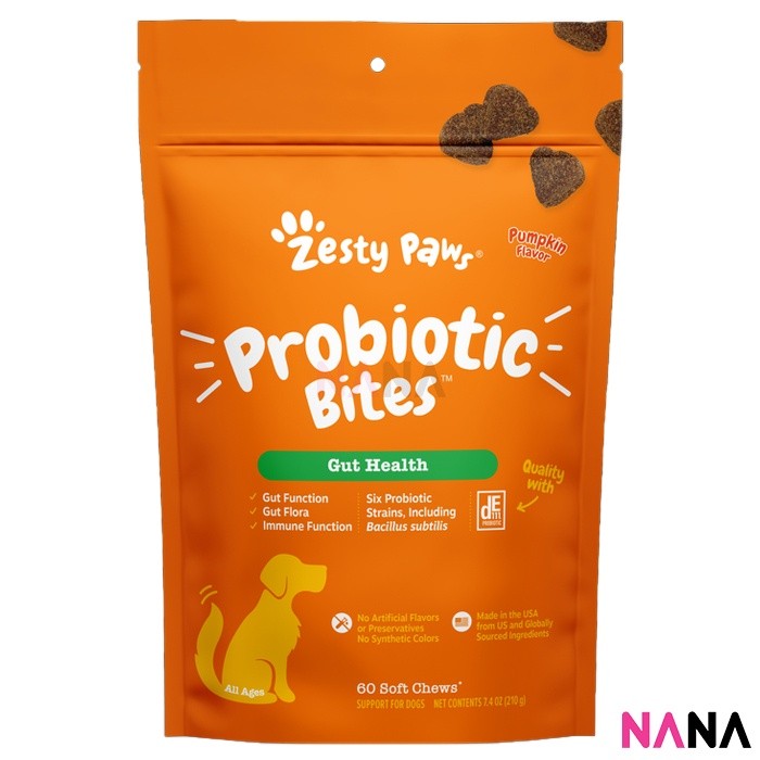 Zesty Paws Probiotic Bites Pumpkin Flavor 60 Soft Chews