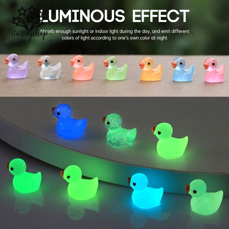 starryshopตุ๊กตาเป็ดเรืองแสงสีสันสดใส Moss Micro Landscape ตกแต่งสร้างสรรค์งานฝีมือเรซิน