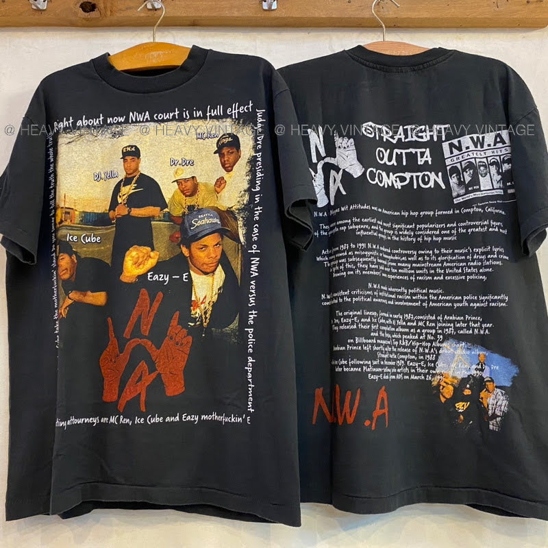 N.W.A. Straight Outta Compton ฟอกไบโอ ป้ายBootlegแท้ เสื้อวินเทจ เสื้อฮิปฮอป heavy vintage shirt