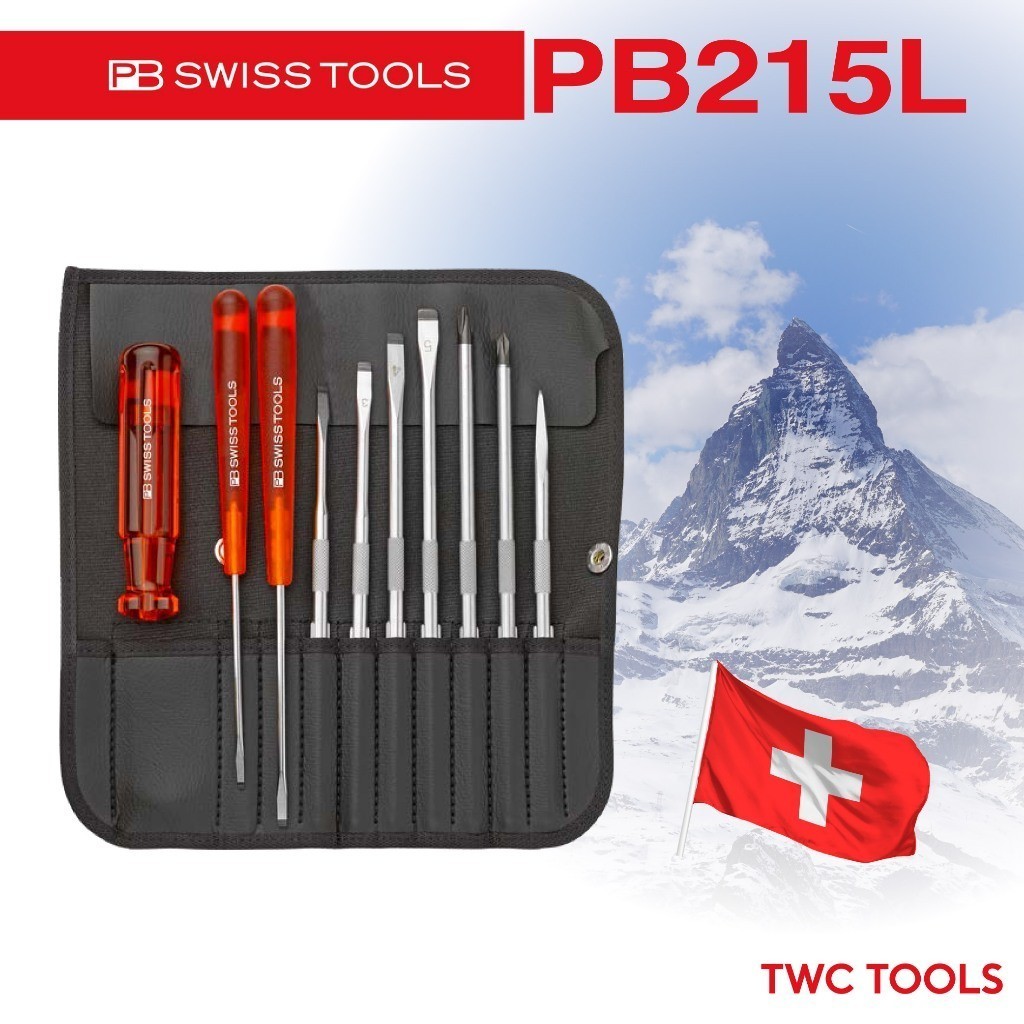 PB Swiss Tools ชุดไขควง ซองหนัง รุ่น PB 215L ไขควงซองหนัง 10 ตัวชุด Swiss Made PB215