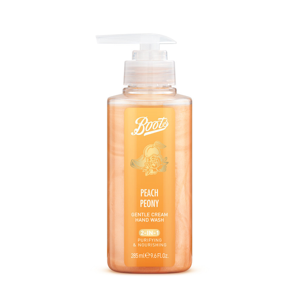 Boots Peach Peony Gentle Cream Hand Wash 285 ml บู๊ทส์ พีช พีโอนี เจนเทิล ครีม แฮนด์ วอช 285 มล.