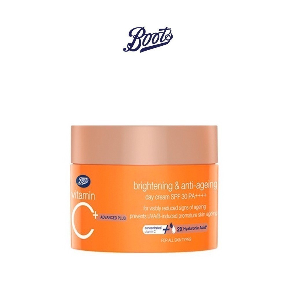 ซื้อ BOOTS VITAMIN C บู๊ทส์ วิตามิน ซี แอดวานซ์ พลัส ไบร์ทเทนนิ่ง แอนด์ แอนตี้-เอจจิ้ง เดย์ ครีม เอสพีเอฟ30 พีเอ++++ 50มล