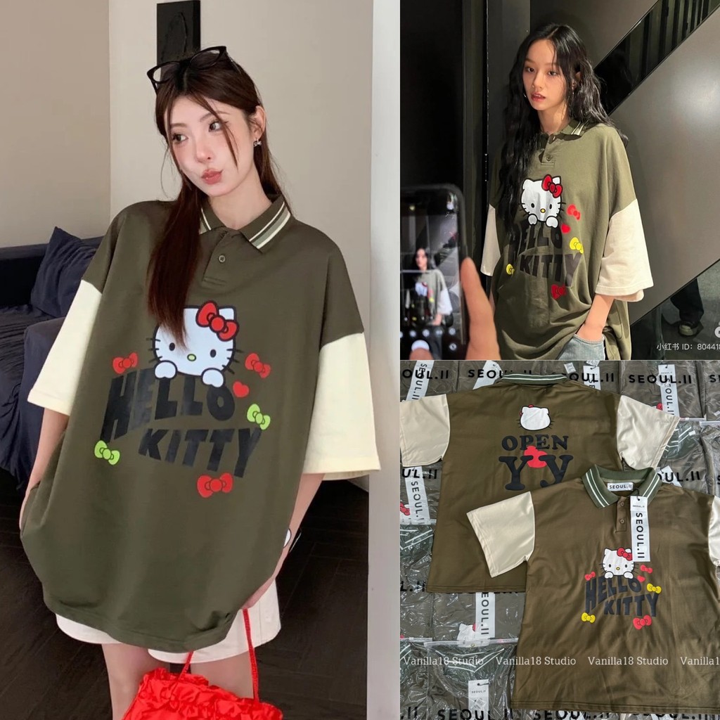“𝐇𝐞𝐥𝐥𝐨 𝐊𝐢𝐭𝐭𝐲” โอเวอร์ไซส์เกาหลี งานผ้าคือเลิศมาก รุ่นนี้ฮิตมาก ไอดอลเกาหลีใส่กันฉ่ำ บอกเลยต้องมีค่า “𝐇𝐞𝐥𝐥𝐨 𝐊𝐢𝐭𝐭𝐲”