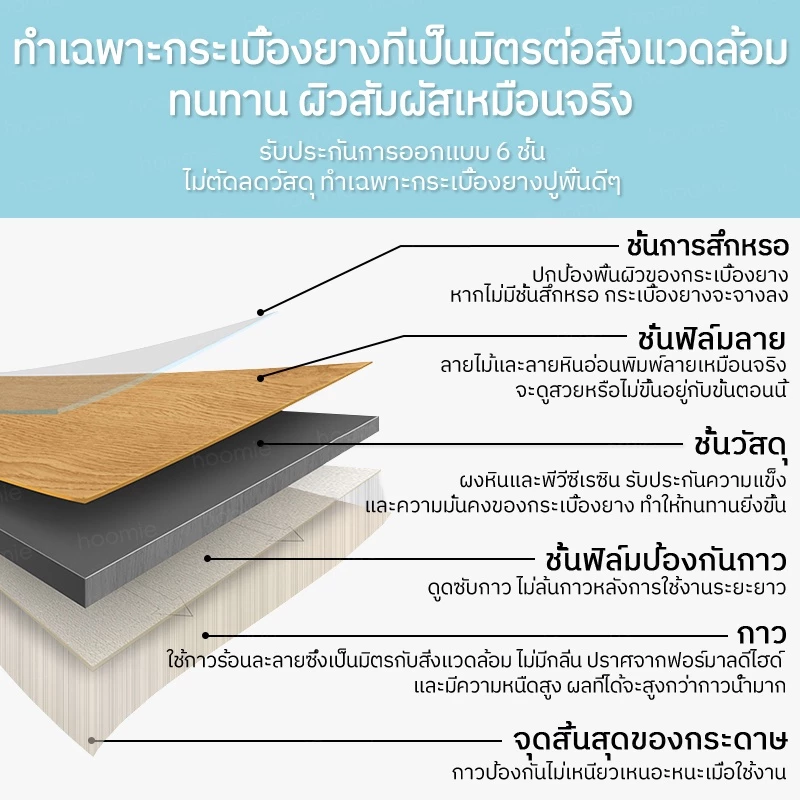 【1แผ่น】🏡 กระเบื้องยางลายไม้ กระเบื้องยางมีกาวในตัว กระเบื้องยางปูพื้น 91*15cm/31*31cm วัสดุPVC+PVE หนา2มม แผ่นปูพื้น cod thumbnail 4