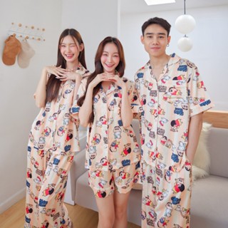 ชุดนอน Muslin pajamas Crayon Shin-chan ลิขสิทธิ์แท้ ผ้าSilk satin ( รุ่นN1012,T1012,N1013,T1013,N1014,T1014)