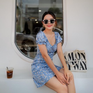 MyWay Brand :Dress ชุดเดรส Fungus Short Blue  👋เลื่อนดูขนาดที่รูปสุดท้ายน้า