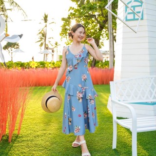 MyWay Brand :Dress ชุดเดรส Bluesky Dress ชุดเดรส  👋เลื่อนดูขนาดที่รูปสุดท้ายน้า