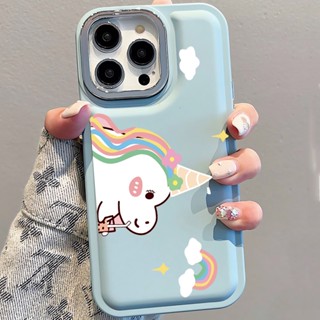 เคสโทรศัพท์มือถือนิ่ม ลายเมฆสายรุ้ง ยูนิคอร์น สําหรับ iPhone 14Promax 13 12 11 7Plus X XR xsmax