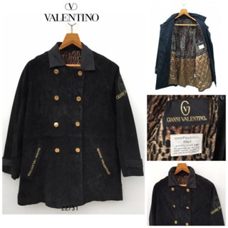 Valentino leather coat เสื้อ​โค้ท​ยาว​ หนังกลับ​ สภาพดี