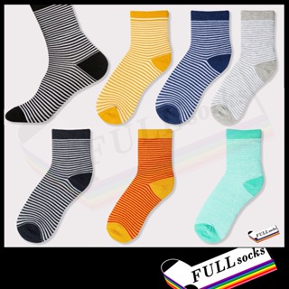 ถุงเท้า ลายทาง ลายม้าลาย "เส้นเล็ก" ขนาด Free Size Small Stripes Socks_A46