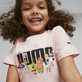 PUMA KIDS - ชุดเช็ตเสื้อยืดและกางเกงขาสั้นสำหรับเด็ก PUMA x SPONGEBOB สีชมพู - APP - 67367866