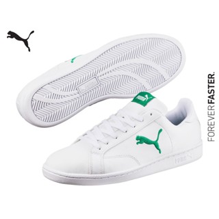 PUMA BASICS - รองเท้ากีฬา Smash Cat Leather สีขาว - FTW - 36294505