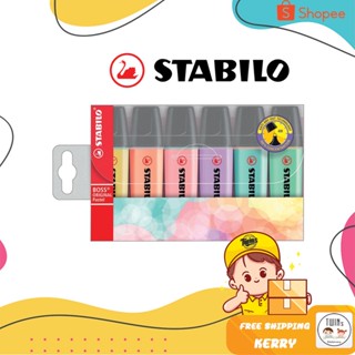 ถูกสุด ปากกาเน้นข้อความ Stabilo Boss Original รุ่น Pastel เซ็ต 6 สี