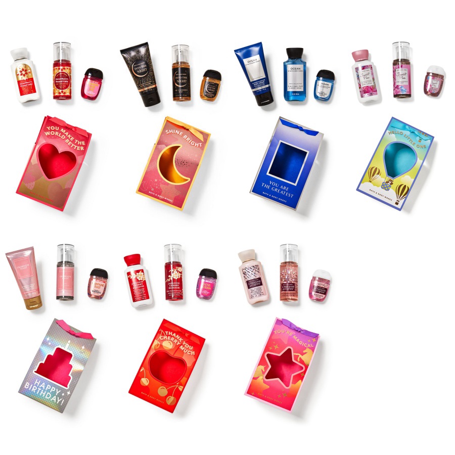กล่องยับบ้างBath and Body Works Mini Gift Set 3ชิ้น (Shower Gel,Body Mist,Body Lotion or Body Cream) ของขวัญสุดพิเศษ