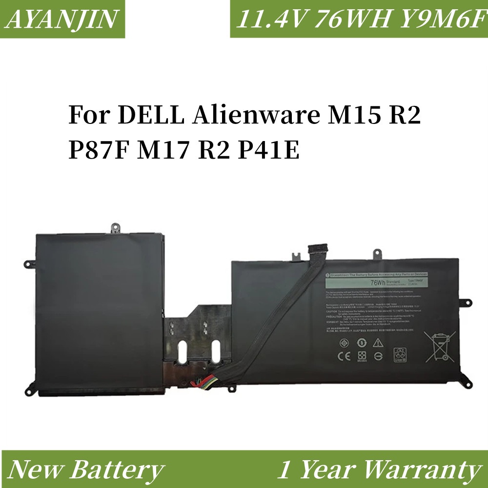 Y9M6F 11.4V 76WH แบตเตอรี่แล็ปท็อปสำหรับ DELL Alienware M15 R2 P87F 08K84V P41E Series 0Y9M6F 8K84V 