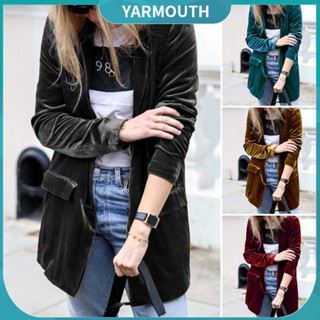 Yyr_ เสื้อแจ็กเก็ตสูท ผ้ากํามะหยี่