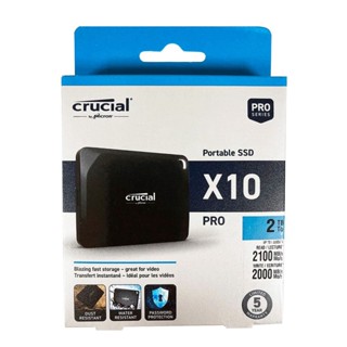 Crucial X10 Pro 2TB USB 3.2 Gen 2x2 Portable SSD (R:2100MB/s), CT2000X10PROSSD9