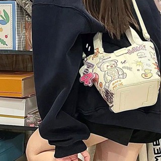 [พร้อมส่ง] กระเป๋าสะพายไหล่ ทรงบักเก็ต ขนาดเล็ก แบบพกพา สําหรับใส่ผัก