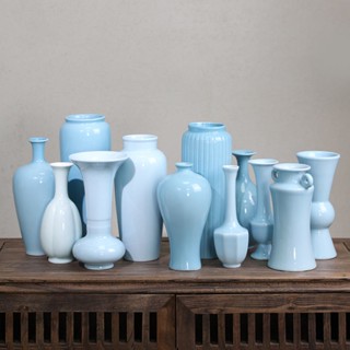 ✙Jingdezhen Celadon ดอกไม้สีทึบจีน Zen ดอกไม้เรือ Chifang Xiaohara สไตล์แจกัน