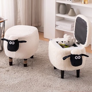 ✎☢Shaun the Sheep เก้าอี้เปลี่ยนรองเท้า เก้าอี้ขนาดเล็ก เก้าอี้ในครัวเรือน เด็กสัตว์ Bench การ์ตูน เก้าอี้เตี้ย รองเท้าส