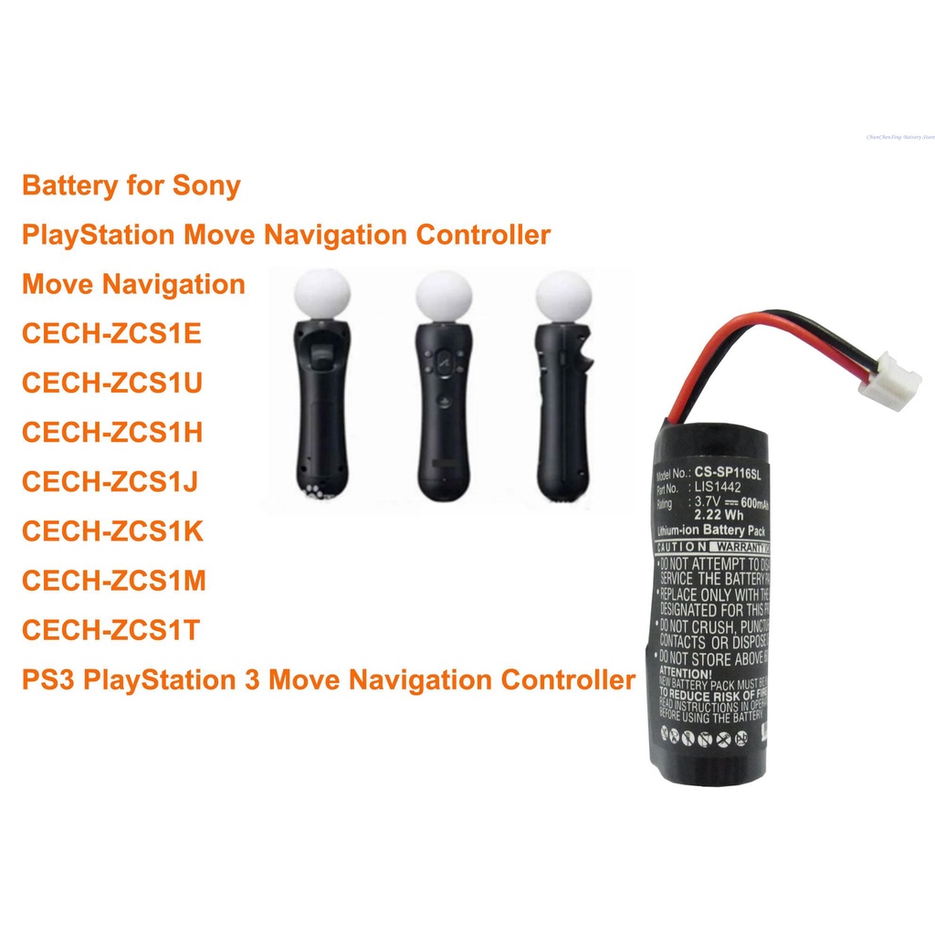 XYHA OrangeYu 600mAh Battery 4-180-962-01, LIS1442 for  Sony CECH-Z1E, Move Navigation, PlayStation 