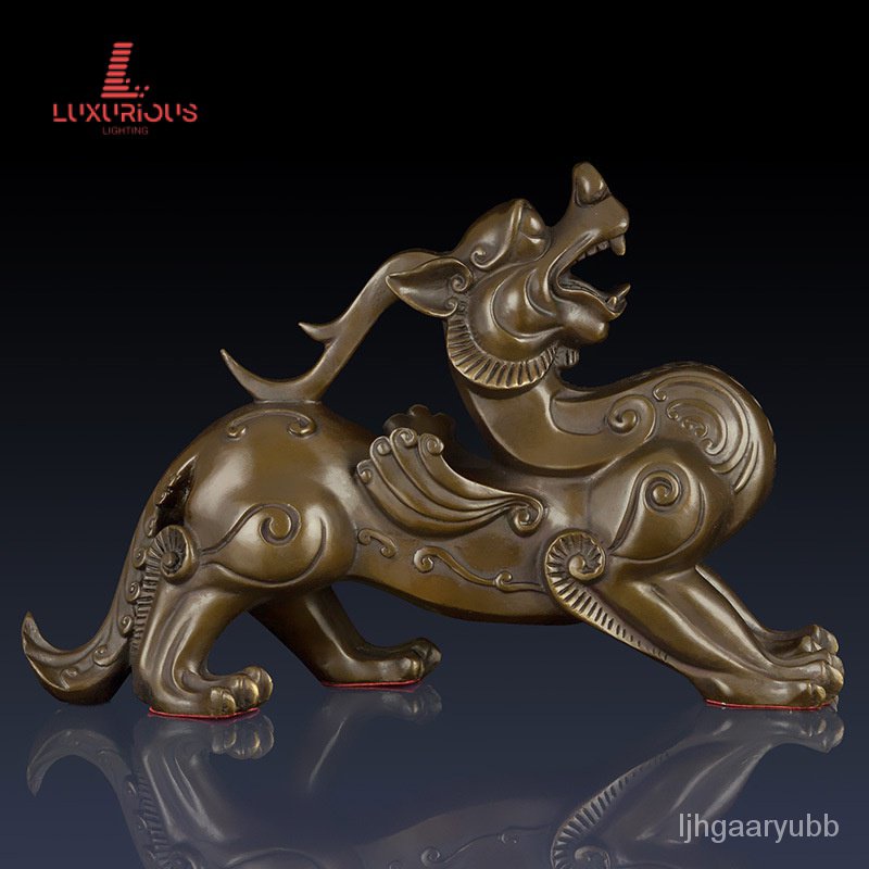 Pure Brass Copper Pi Xiu Pi Xiu Decoration Large Office Money Drawing Pi Xiu Crafts Home Living Room