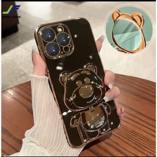 จากไทย เคสขาตั้ง สำหรับ Samsung A06 A07 A08 A05 A04 A03 ลาย หมีล็อตโซ่ กระจก แต่งหน้า ตั้งได้