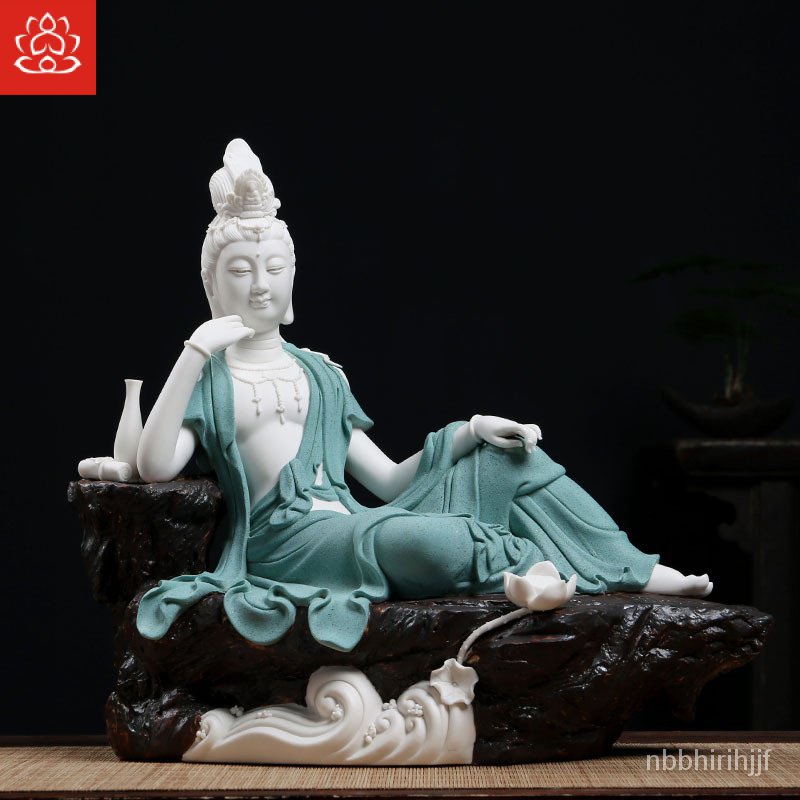 Ceramic《Meditation Guanyin》Buddha Statue Home Worship Decoration White Porcelain Sculpture Guanyin Figure of Buddha Craf