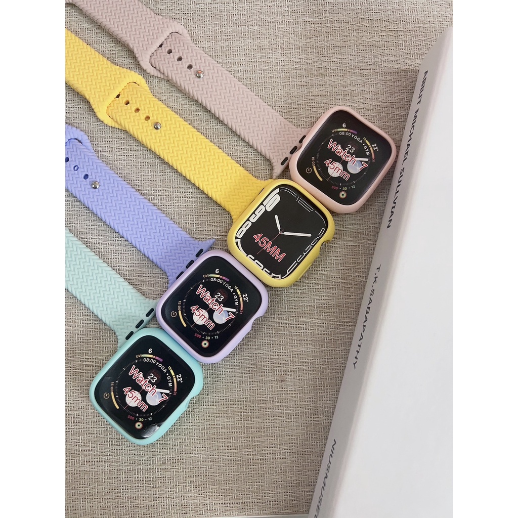 พร้อมส่ง สายยางหยัก+เคสซิลิโคน เข้าชุด ใช้ได้กับ Smart Watch 9 8 7 6 5 4 Se Ultra และรุ่น HK9Pro HK8
