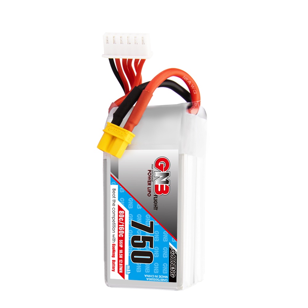 ⁂GNB GAONENG 5S 750MAH 18.5V 80C 160C LiPo Battery FPV Racing Drone Brushless Quads XT30 connector