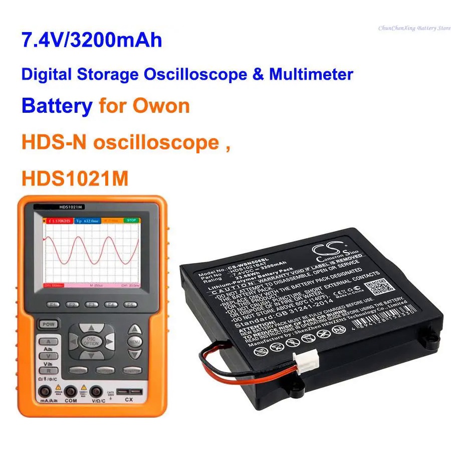 VQCJ OrangeYu 3200mAh Digital Storage Oscilloscope&Multimeter battery HDS1021BAT for Owon HDS1021M, 